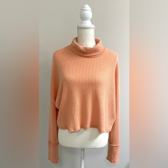 wild fable Tops - Wild Fable Womens XL Solid Orange Waffle Knit Crop Top Boho Y2K Streetwear